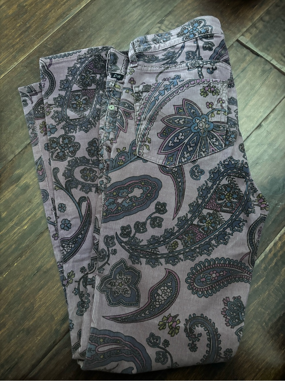 Citizens of Humanity Paisley Print Skinny Thompson Cord Jean 27 - Picture 3 of 3